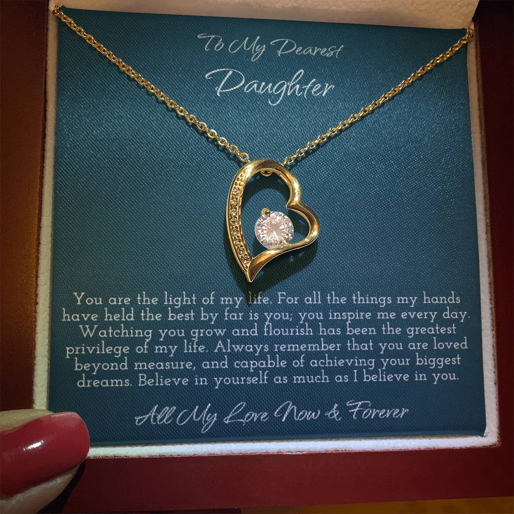 To My Dearest Daughter - Forever Love Heart Necklace