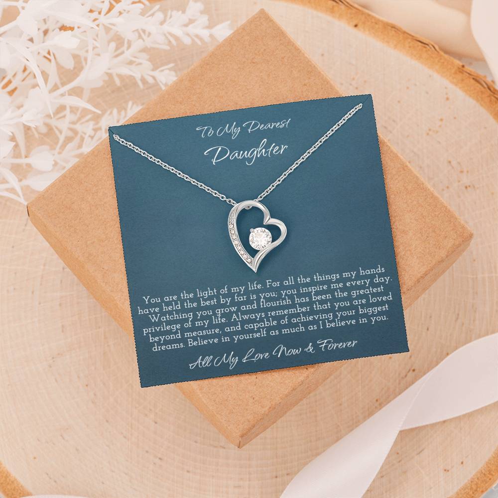 To My Dearest Daughter - Forever Love Heart Necklace